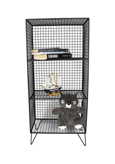 Ayaklı Metal Rafı 3 Gözlü Kitaplık Grid Kafes Tel Model Wd-62