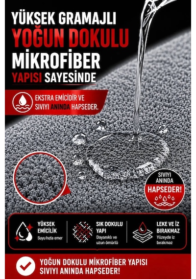 Mikrofiber 5 Adet Mandallı Mop Uyumlu Süper Emici Lazer Kesim Yoğun Dokulu Yedek Mop Bezi Antrasit