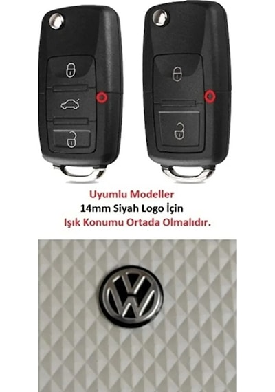 Volkswagen Anahtar Logosu Amblemi +a Kalite 14 Mm 1.4 Cm 2 Adet