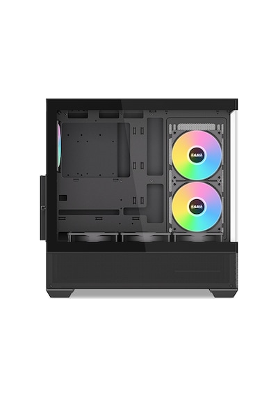 Sama V40bk Black, B750bk 750w, 80+ Bronze, Pcıe 5.1, Atx3.1, Tempered Glass Panel, Panoramic Tasarım, Type-c, 6x120mm Argb Fan, Atx, Gamıng Kasa