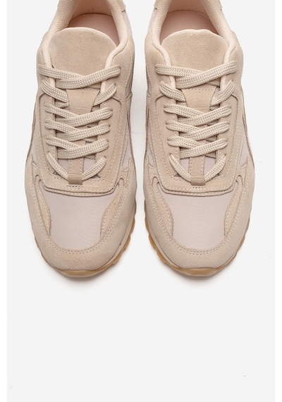 Luvishoes Sahra Bej Süet Hakiki Deri Kadın Sneaker Bej