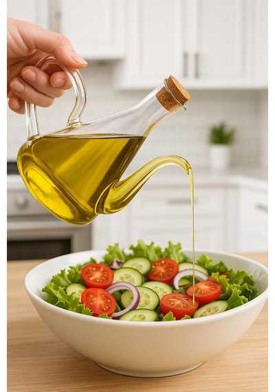 Cam Yağdanlık 500 Ml Isıya Dayanıklı Borosilikat Zeytinyağı Ve Sirkelik 1 Adet Çok Renkli