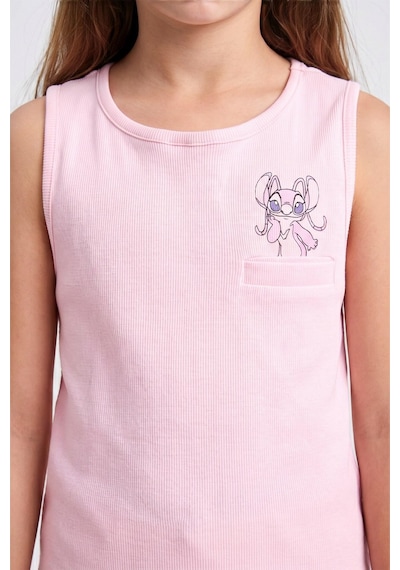 Defacto Dısney Lılo & Stıtch Lisanslı Regular Fıt Fitilli Şortlu 2li Pijama Açık Pembe Takımı Kız Çocuk H8093a826hspn186 Pembe-pn186