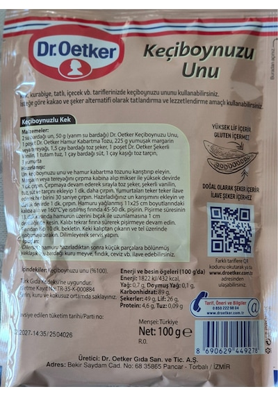 Dr.oetker Glutensiz Keçiboynuzu Unu 100 G