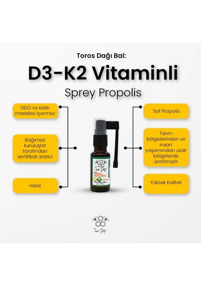 Toros Dağı D3-K2 Vitaminli Sprey Propolis 20 ML