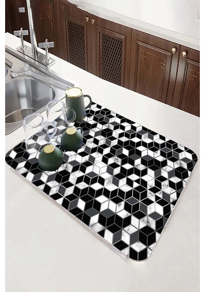 Siyah Petek Microfiber Bulaşık Kurutma Kurulama Matı Mm010