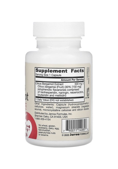 Jarrow Formulas, Vegan Citrus Bergamot, 60 Veggie Capsules 500 Mg Per Capsule