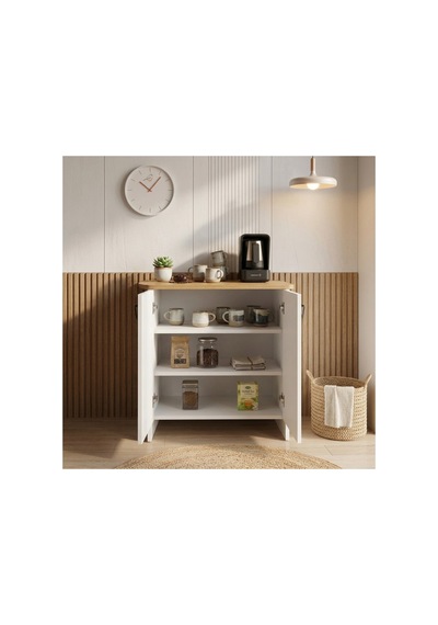 Safir Meşe-beyaz Çok Amaçlı Dolap 2 Kapaklı, Raflı, Şık Ve Modern Tasarım 80x40x82 Cm Safir Meşe - Beyaz - 936954538 Safir Meşe - Beyaz