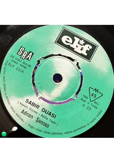 Adnan Şenses - Sabır Duası / Güzel Gözlerine 45'lik Plak, Elif Plak