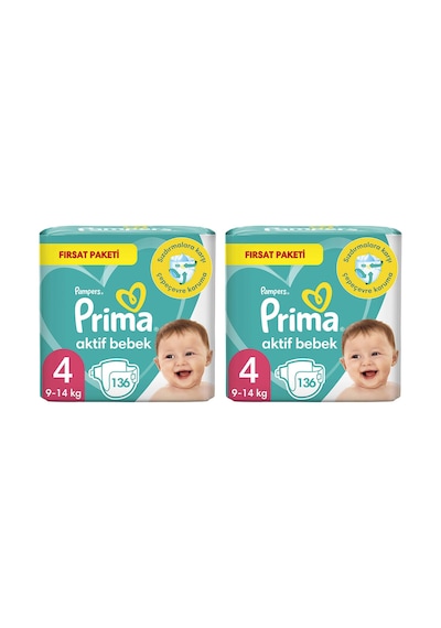 Prima Aktif Bebek 4 Beden Maxi Bebek Bezi 2 Aylık Fırsat Paketi 272 Adet 2'li