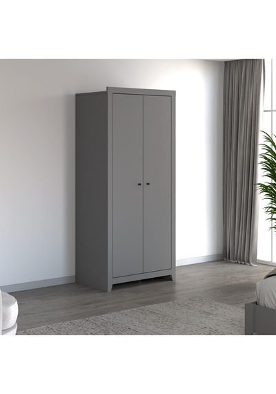 İnarch Dizayn Bled 2 Kapaklı Gardırop Şık Ve Minimalist Yatak Odası Dolabı Gri