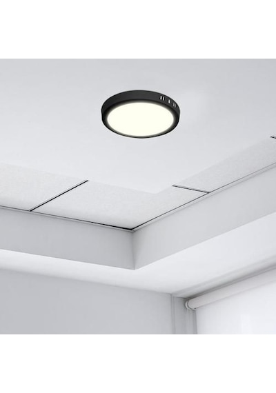24 Watt Günışığı Ledli, Çok Kaliteli Sıva Üstü Metal Kasa Tavan Armatürü, 1700 Lümen 3000k Armatür Beyaz - Siyah