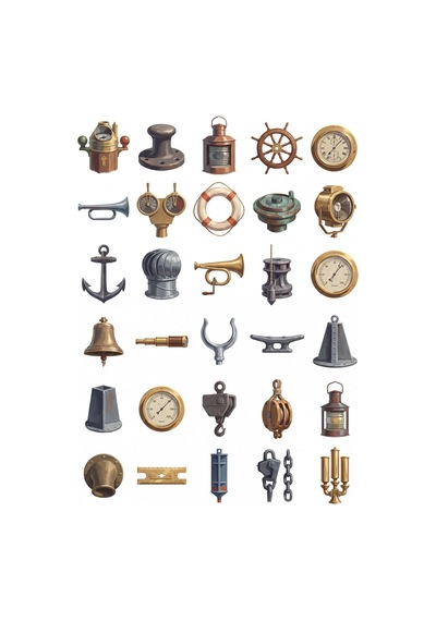 30 Adet Vintage Denizcilik Sticker Seti - Laptop, Ajanda Ve Su Matarası İçin Çok Renkli