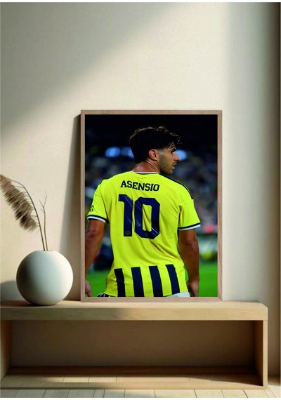 Marco Asensio Sarı Lacivert Doğal Ahşap Çerçeveli Tablo Çok Renkli - 920057599 Çok Renkli