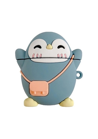 E2M Apple Uyumlu AirPods 1-2 KILIF CUTE PENGUEN MAVİ