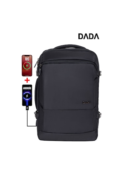Dada USB Type-C Girişli Fonksiyonel Laptop Sırt ve Seyahat Çantası Siyah 15,6 İnç 40 Litre