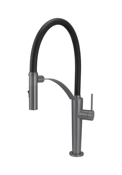 Deante - Corda Titanium 2 Akışlı Elastik Spiralli Mutfak Bataryası Mat Gri
