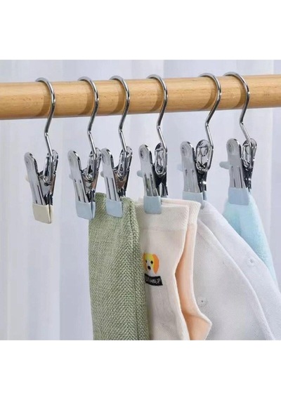 4'lü Askı Paslanmaz Çelik Pantolon,şal,atkı,çanta Askısı Mandallı Askılık Metal Metalik Cn Diğer