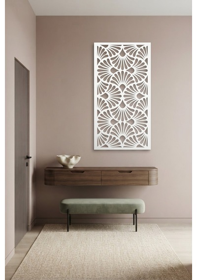 Dekoratif Panel Metal Duvar Tablosu - Duvar Sanatı - Duvar Dekoru - Beyaz