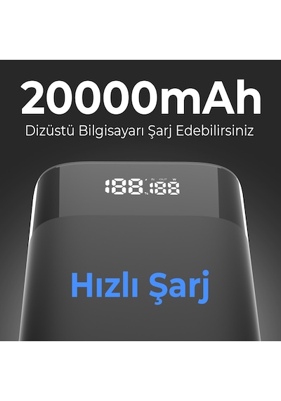 Bix Pb65w 20000mah Usb Ve 2 Type-c Pd 65w Üç Çıkışlı Powerbank