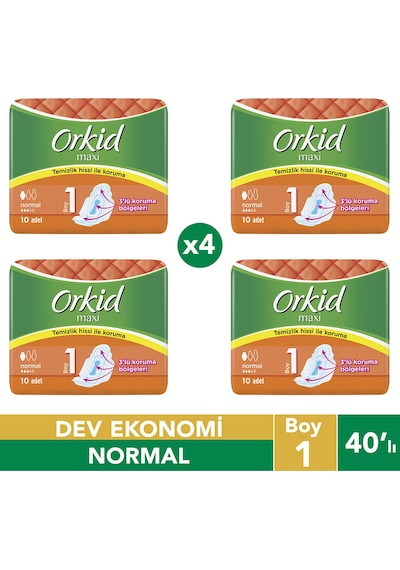 Orkid Maxi Normal Hijyenik Ped 40'Lı (10X4'Lü Paket)