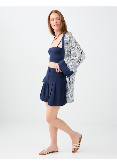 Jimmy Key Jimmy Key Lacivert Etnik Desenli Uzun Kol Dokuma Kimono 6sw147742494