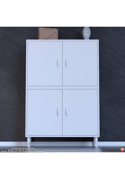 Efna Ayakkabılık - Kapaklı 4 Raf 6 Bölmeli Dar Alanlar İçin Çok Amaçlı Dolap 95 Cm Genişlik Beyaz Efna Ayakkabılık - Kapaklı 4 Raf 6 Bölmeli Dar Alanlar İçin Çok Amaçlı Dolap 95 Cm Genişlik Beyaz