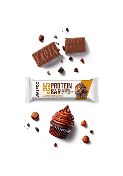 Waspco Bitter Çikolata Kaplı Fındıklı Cupcake Aromalı Protein Bar 36G x 12 Adet Waspco Bitter Çikolata Kaplı Fındıklı Cupcake Aromalı Protein Bar 36G x 12 Adet