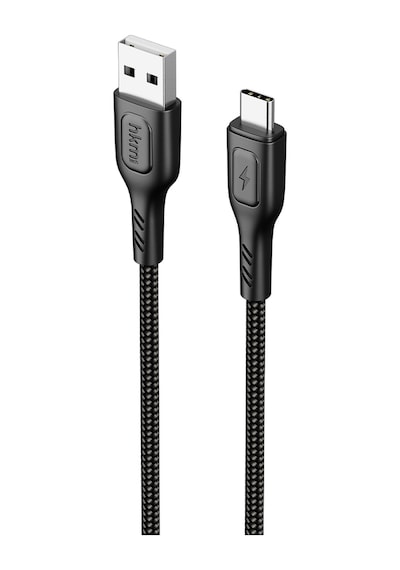 Knit 2A Çıkış Usb-A To Type-C Şarj Ve Data Aktarım Kablosu Örgü Tasarım 1 Metre Siyah