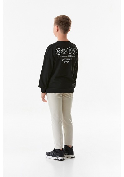 Fullamoda Önü Ve Arkası Baskılı Bisiklet Yaka Erkek Çocuk Sweatshirt 25kcck1303216278-siyah Siyah