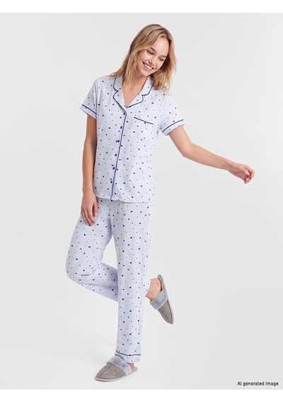 Lcw Dream Ekru Puantiyeli Kadın Pijama Takım