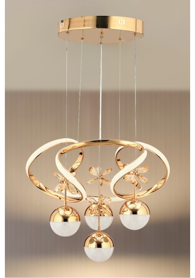 Lumo Sarkıt Led Avize - Oturma Odası, Salon, Mutfak Uyumlu Şık Avize Gold