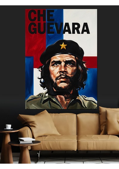 Che Guevara Politik Portre Dekoratif Kanvas - Mdf Ahşap Tablo