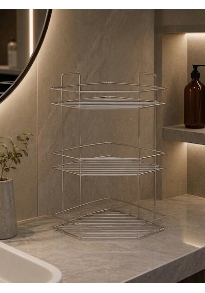 Konak Alışveriş Krom Banyo Köşelik 3 Katlı