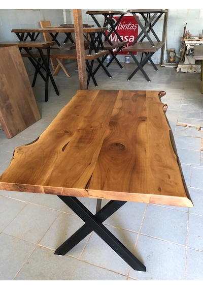 Bintaşmobilya Doğal Ceviz Ağacı Kütük Masa 150X85.Cm