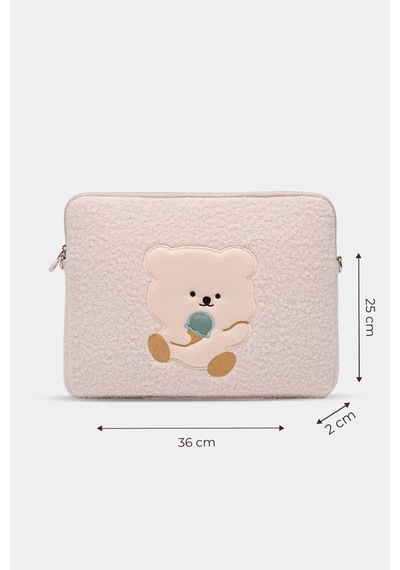 Mussen Teddy Bear Laptop Kılıfı 13" & 14" İnç Uyumlu Bej
