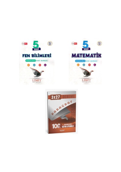 2027 Limit 5. Sınıf Etkinlikli Fen Bilimleri + Matematik Soru + Anla Kazan Paragraf Deneme 3'lü Set