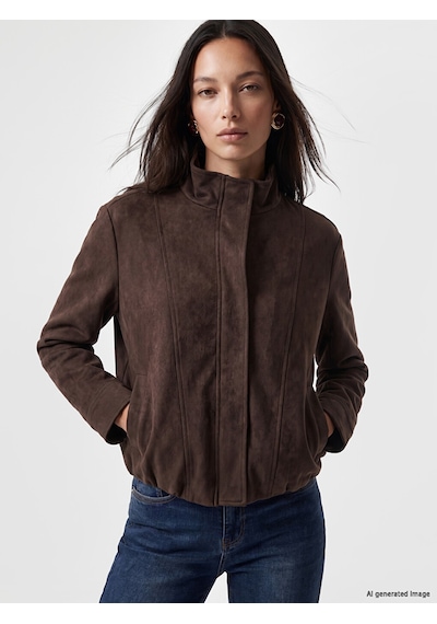 Lcw Studıo Kahverengi Oversize Kadın Süet Görünümlü Ceket