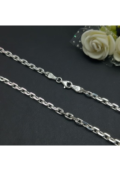 Bir Gümüş Aşkı 925 Ayar Gümüş 4 MM Forsa Model Erkek Zincir Kolye