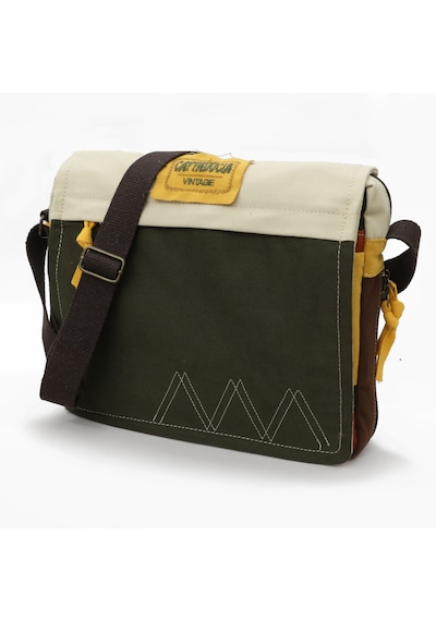 Cappadocia Vintage 4009 Omuz Postacı Yeşil Krem 15.6 Laptop Çanta Yesil