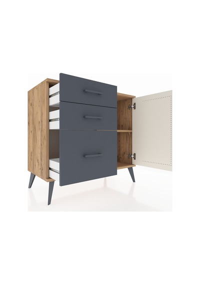 Hyperion Şifonyer Tek Raflı 3 Çekmeceli Tek Kapaklı 88x44x80 Çam-aytaşı/antrasit Aytaşı/antrasit Hyperion Şifonyer Tek Raflı 3 Çekmeceli Tek Kapaklı 88x44x80 Çam-aytaşı/antrasit Aytaşı/antrasit