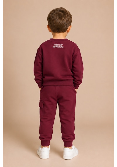 Ahengim Erkek Çocuk Pamuklu Baskılı 2 Li Takım Sweatshirt Eşofman Altı 1-4 Yaş Ak122 Bordo Ahengim Erkek Çocuk Pamuklu Baskılı 2 Li Takım Sweatshirt Eşofman Altı 1-4 Yaş Ak122 Bordo