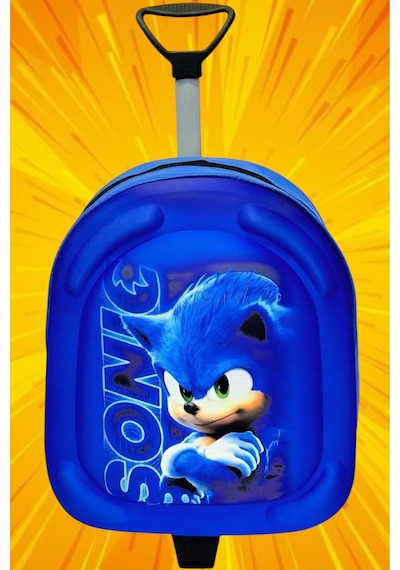 Tezzgelsin Kirpi Sonic 3d Baskılı Çekçekli Anaokulu Kreş 2-6 Yaş Sırt Çantası Ve Okul Çantası MAvi
