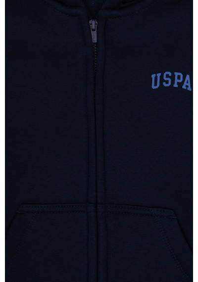 U.S. Polo Assn. Erkek Çocuk Lacivert Fermuarlı Kapüşonlu Örme Hırka 50313852-VR033