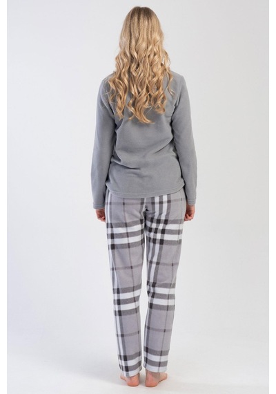 Vienetta Kadın Polar Uzun Kol Gri Pijama Takım C0t6n0o304 001
