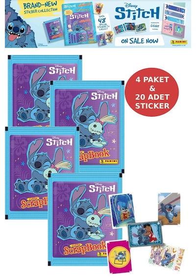 4 Paket Stitch Panini Süper Scrapbook Çıkartma 20 Adet Sticker