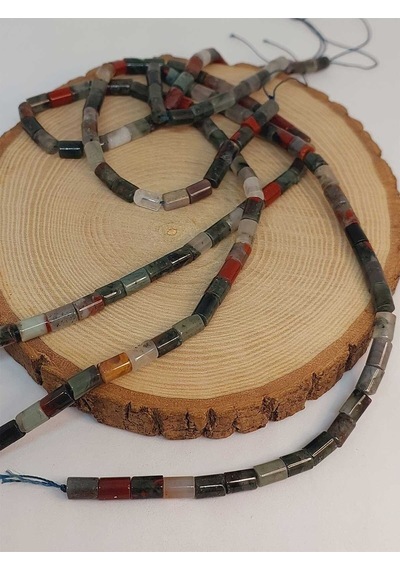 Bileklik Boy Kan Taşı Silindir Kesim 5.5x7.5mm Yarım Dizi 49320 18cm Uzunluğundadır Çok Renkli