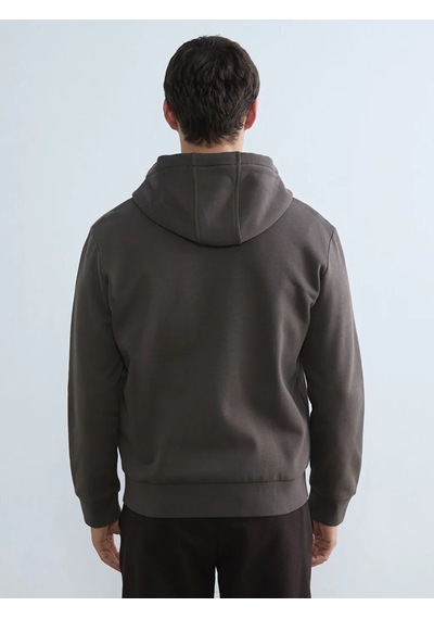 Lc Waikiki Kahverengi Kapüşonlu Standard Fit Erkek Fermuarlı Sweatshirt