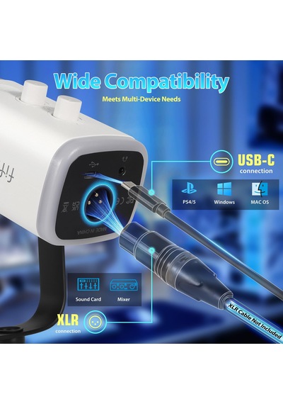 Podcast Stüdyosu Akışı İçin Usb Xlr Mikrofon, Dinamik Mikrofon Bilgisayarı, Ps4/5 Mac Mixer Ses Kartları İçin Sessiz Düğmeli Sku: Smg8690010084538