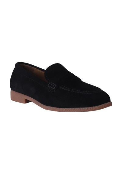 Hobby Ayakkabı Hobby Kadın Süet Penny Loafer Babet Ayakkabı Siyah
